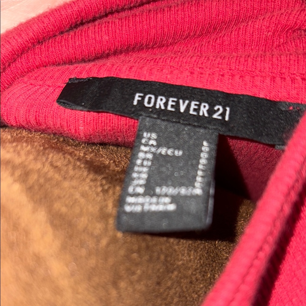 Forever 21 Red Ruffled Crop Polo Top - Picture 2 of 5